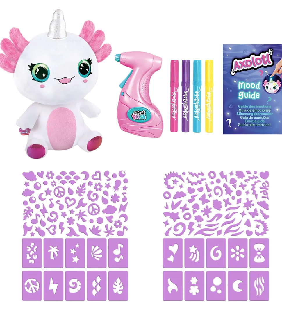 Airbrush Plush Bamse m. Lys - 27 cm - Axolotl Enhjørning