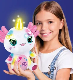 Airbrush Plush Bamse m. Lys - 27 cm - Axolotl Enhjørning