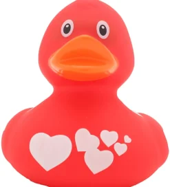 Badeand - Rød And m. Hvide Hjerter