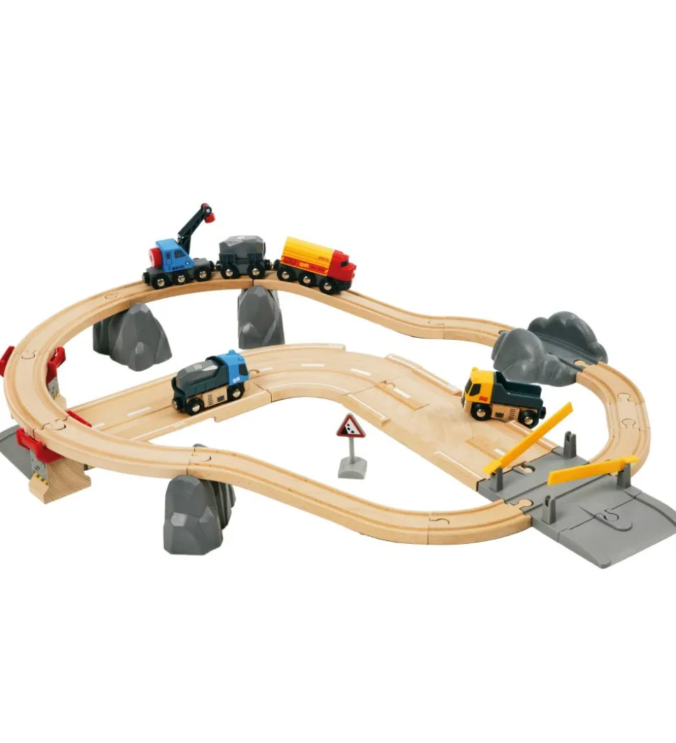 BRIO Tog- Og Vejbane Lodsesæt - 32 dele - Grå/Træ 33210