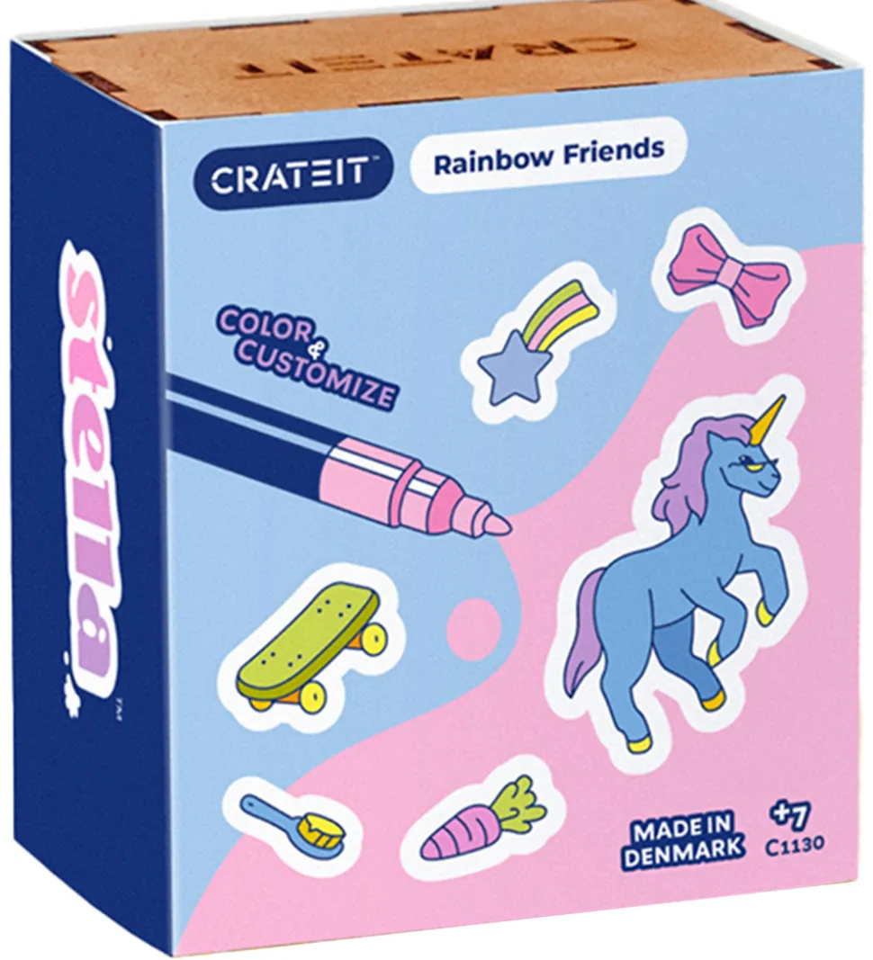Crateit Kreasæt - Enhjørning - Træ - Regnbuevenner