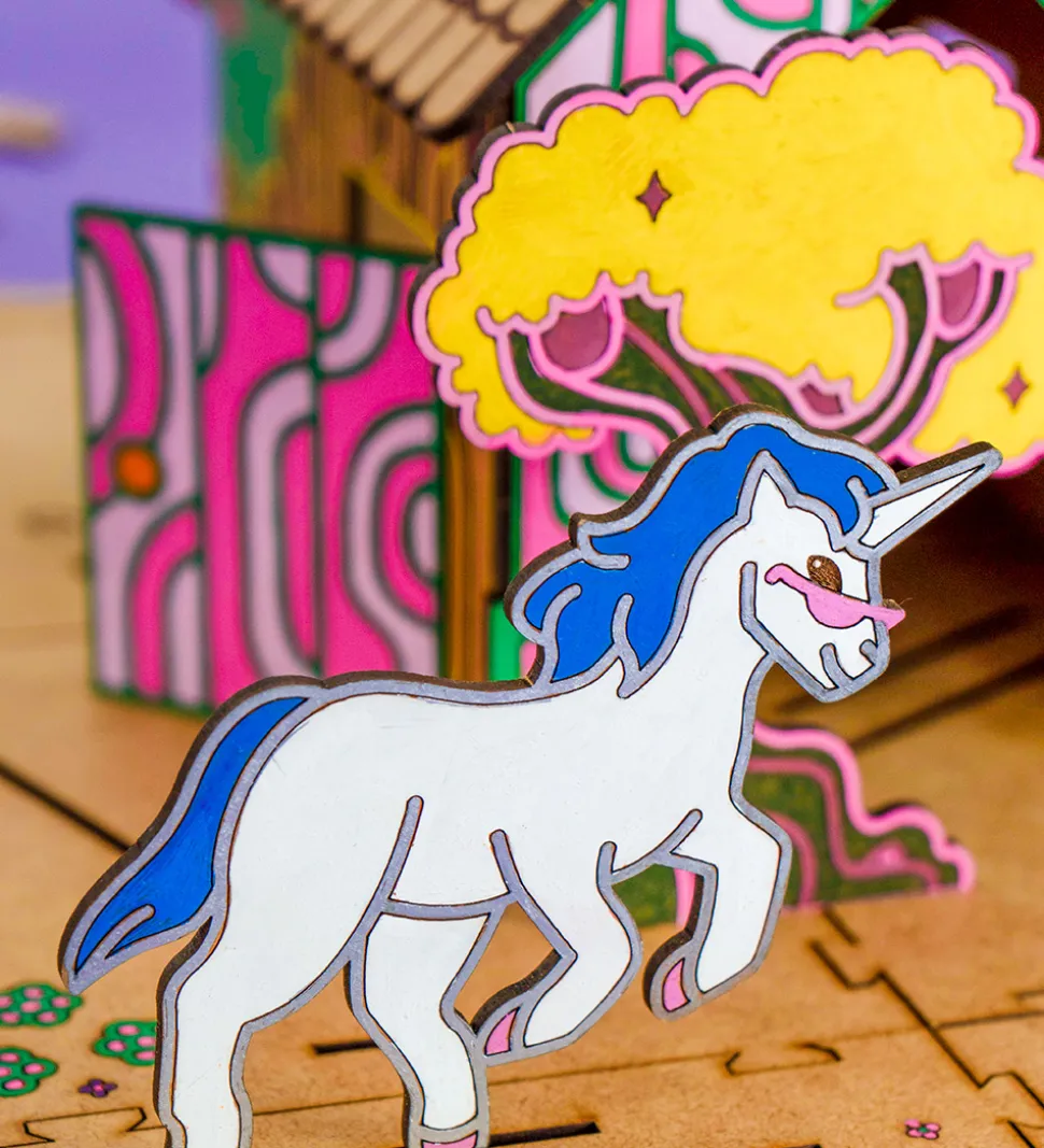 Crateit Kreasæt - Enhjørning - Træ - Regnbuevenner