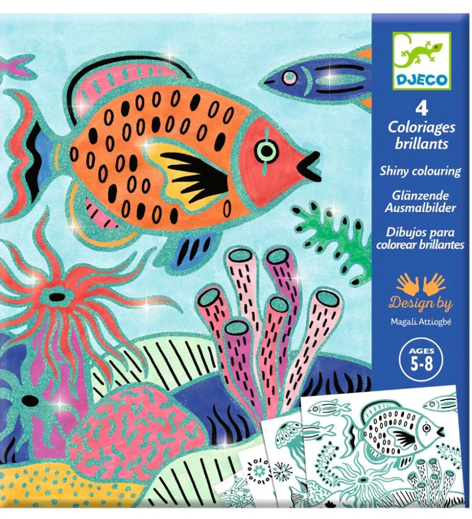 Djeco Farvelægningskort - 4 Stk. - Under The Sea