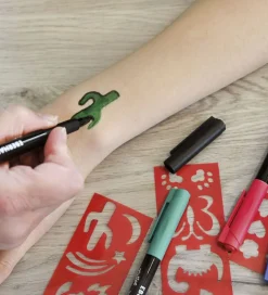 Eberhard Faber Tattoo Tusch m. Skabeloner - Kids - 4 Farver