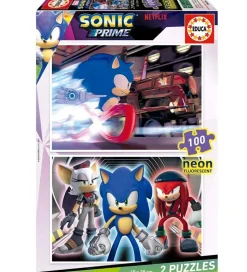 Educa Puslespil - 2x100 Brikker - Sonic Prime Neon