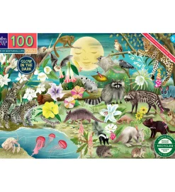Eeboo Puslespil - 100 brikker - Selvlysende Nattedyr