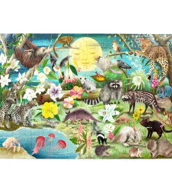 Eeboo Puslespil - 100 brikker - Selvlysende Nattedyr