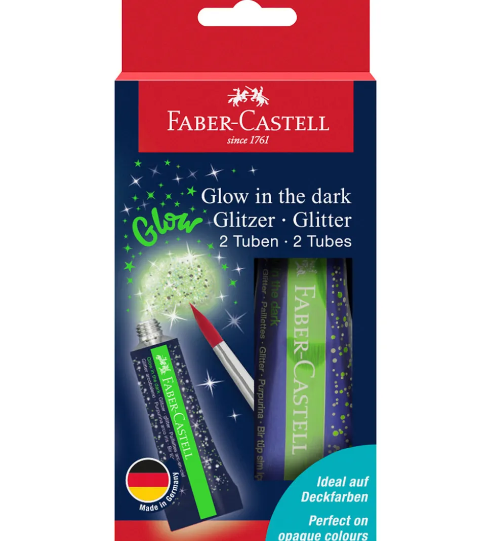 Faber-Castell Glitter Tuber - 2 stk. - Glow In The Dark