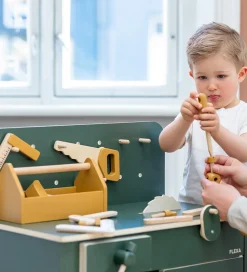 Flexa Værktøjskasse - Træ - Play - 4 Dele - Mustard/Birch Plywoo