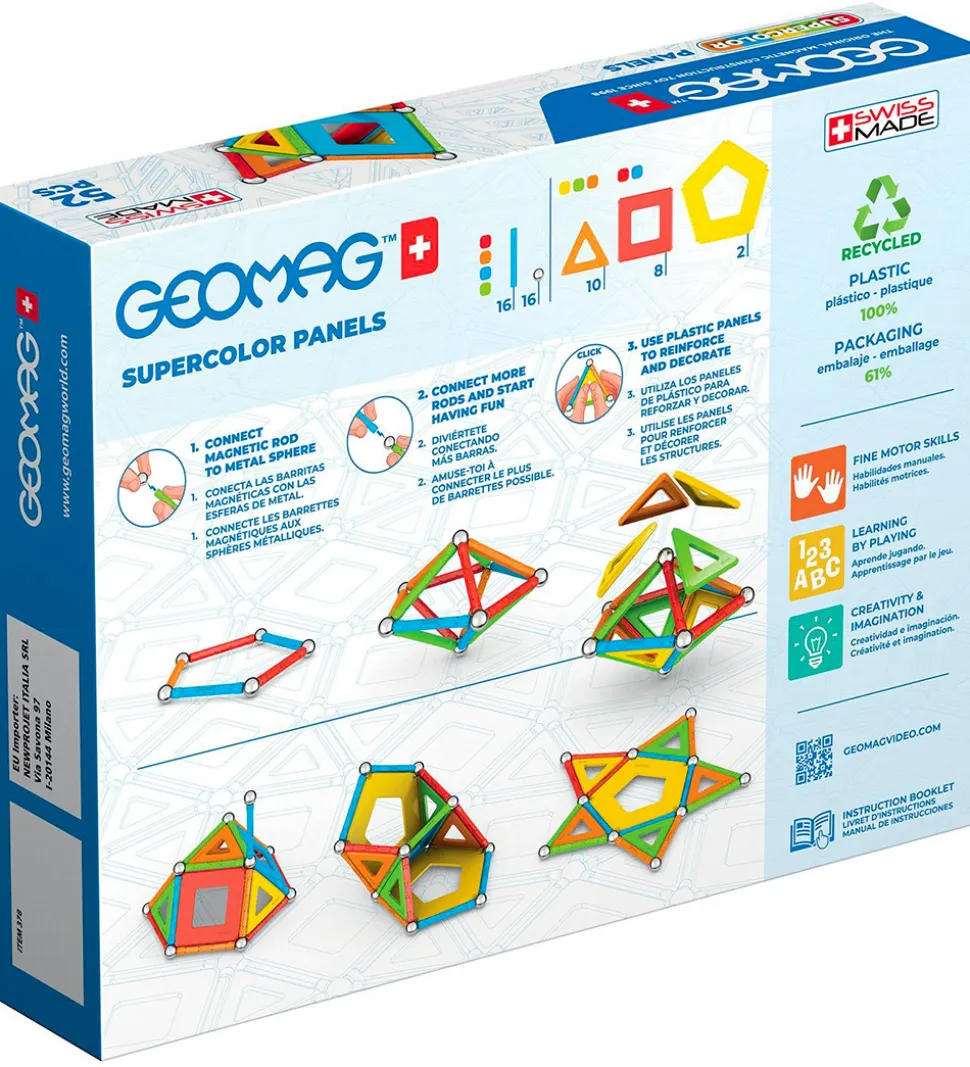 Geomag Magnetsæt - Supercolor Panels Recycled - 52 Dele