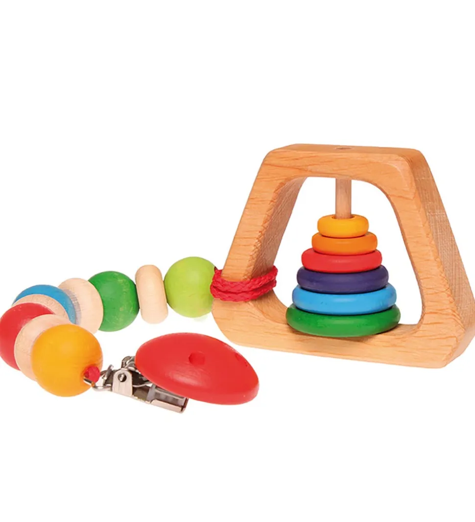 Grimms Trælegetøj - Rangle - Pyramide - Multifarvet