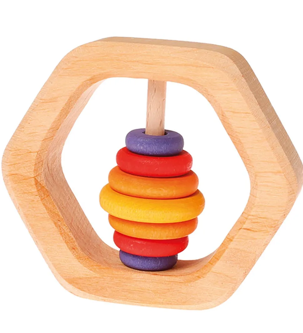 Grimms Trælegetøj - Rangle - Sekskant - Multifarvet