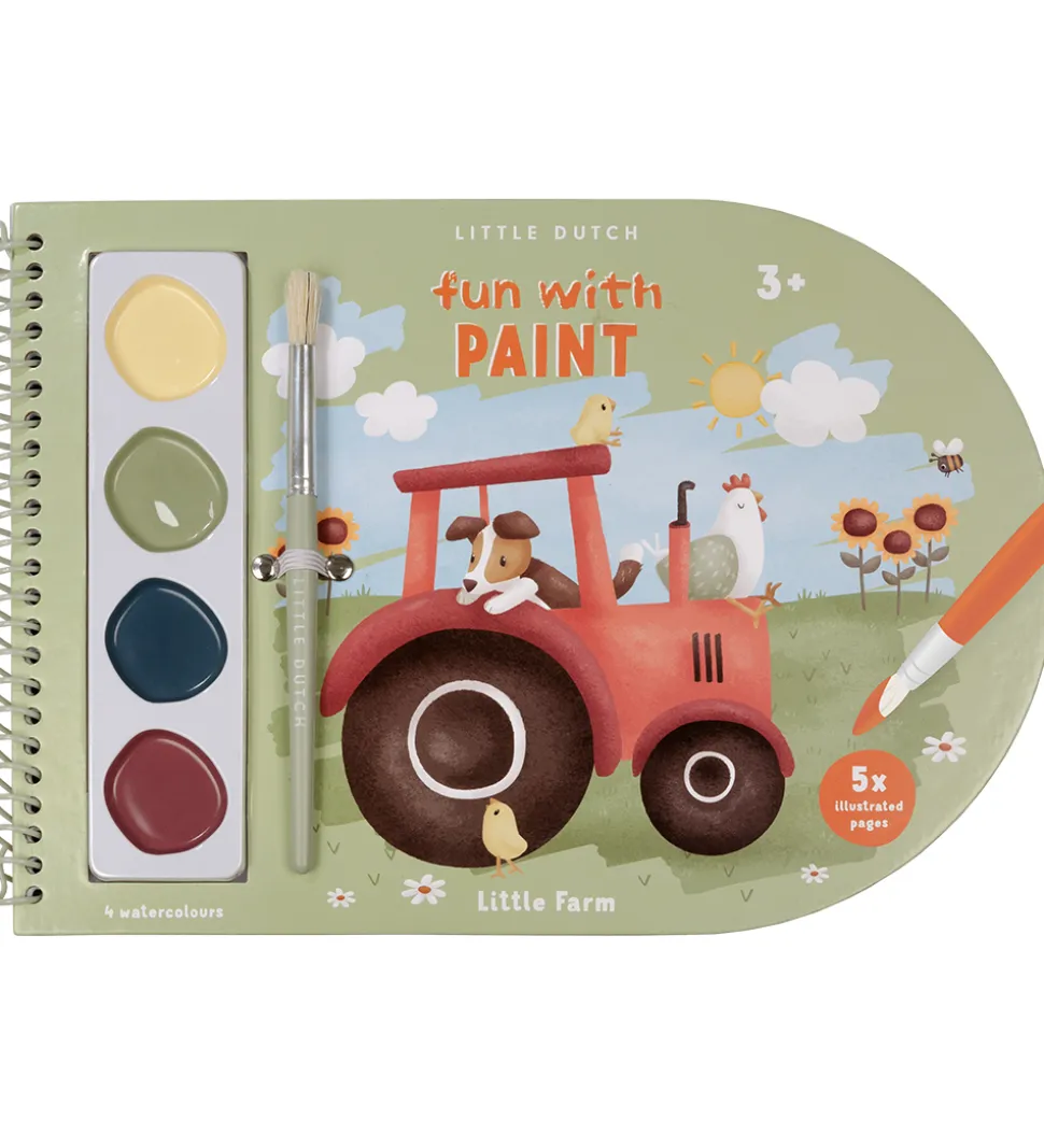 Little Dutch Malebog m. Vandfarver/Pensel - Little Farm