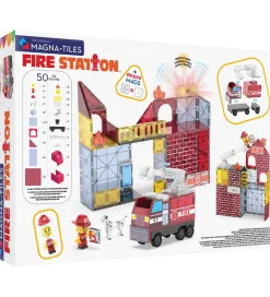 Magna-Tiles Magnetsæt - 50 Dele - Fire Station + MicroMAGS