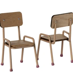 Maileg Miniature Bord Og Stole - Mus - Mørk Pudder