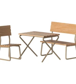 Maileg Miniature Havesæt - Bord med Stol og Bænk - Mus
