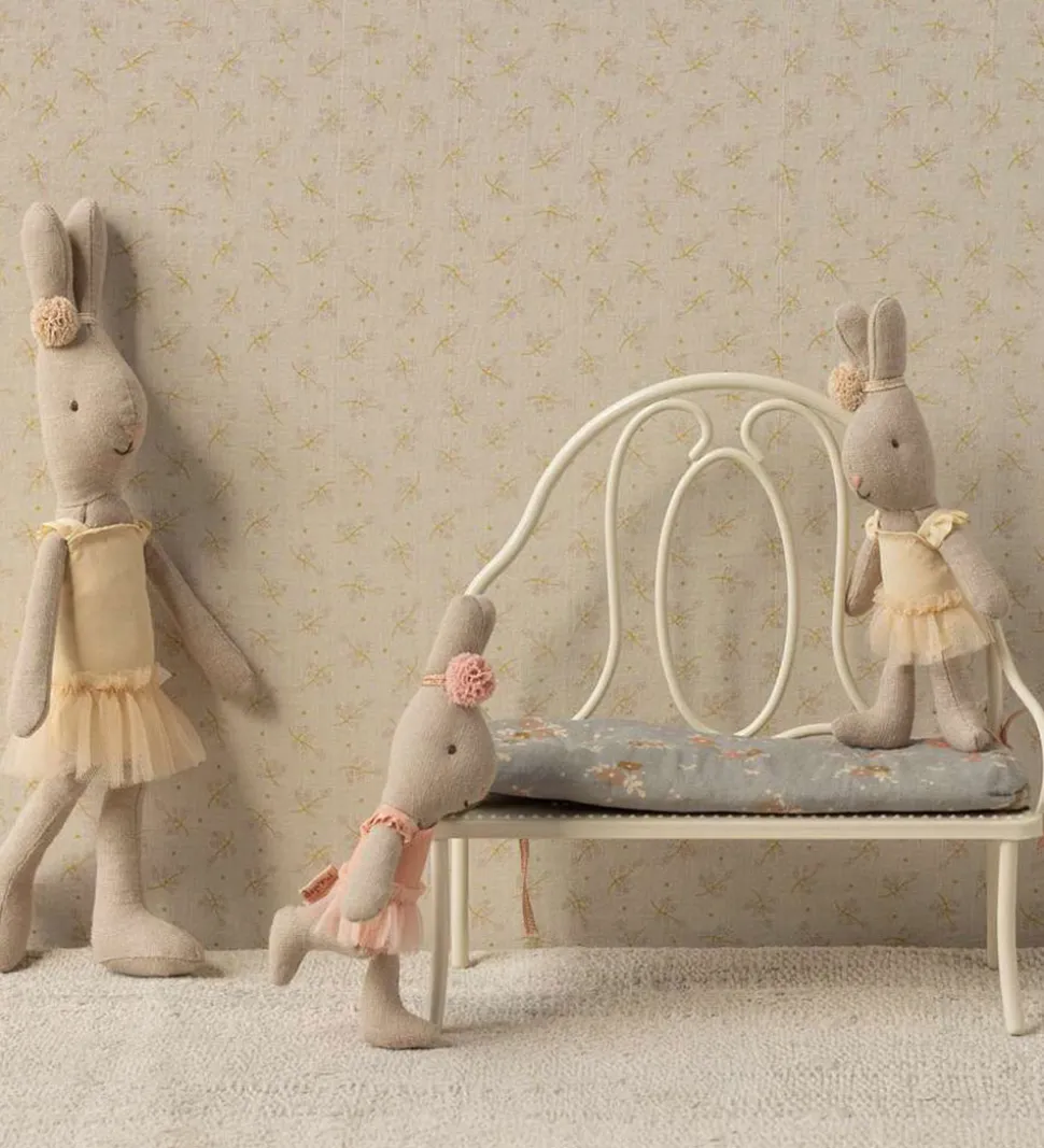 Maileg Miniature Vintage Bænk - Kanin/Harer - Råhvid