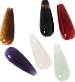 Me&My BOX Perler - 6 Stk. - 2,5x1,0 cm - Dråber I Halvædelsten