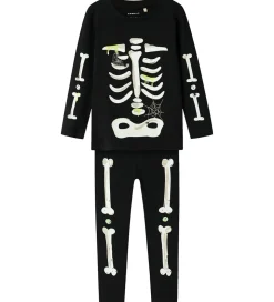 Name It Nattøj - 2-delt - Glow - NmnOwen - Sort/Lemonade