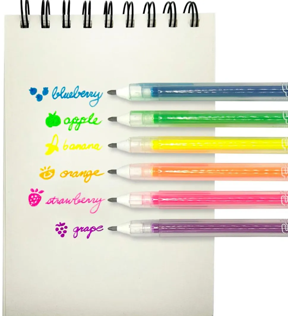 Ooly Kuglepenne m. Frugtduft - Neon - 6 stk - Yummy Yummy