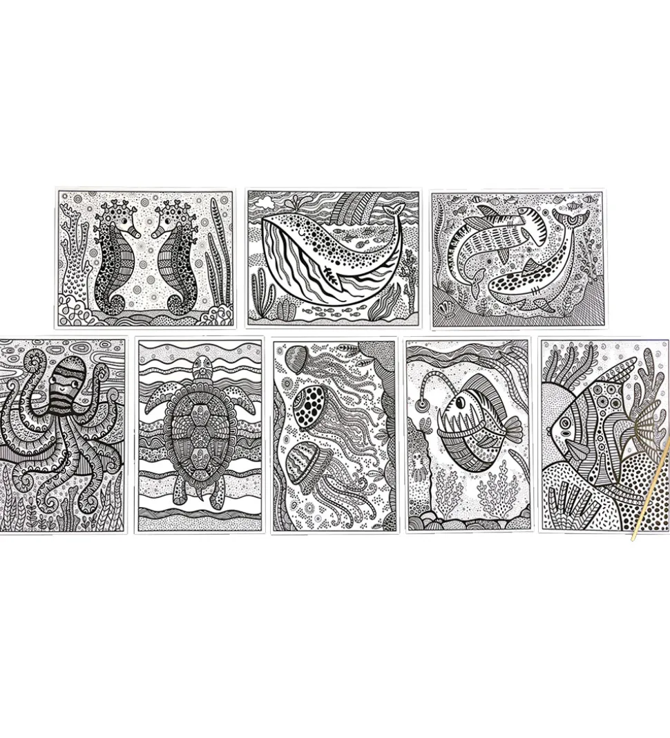 Ooly Magiske Maleark - Hidden Colors - 8 Stk. - Magic Ocean