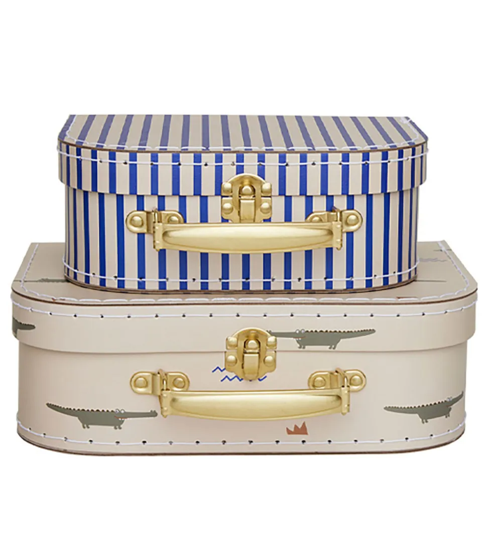 OYOY Kuffertsæt - 2 Stk. - Crocodile & Stripe - Beige