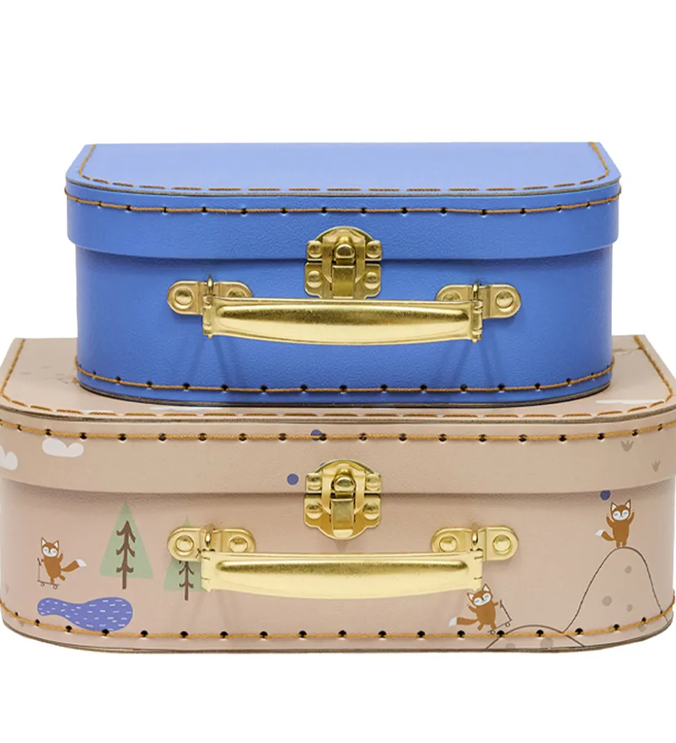 OYOY Kuffertsæt - 2-pak - Fox - Beige/Blue