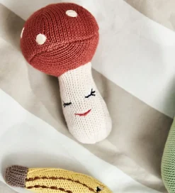 OYOY Rangle - Strik - Mushroom - Offwhite/Rød