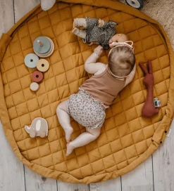 Play&Go Legetøjstæppe - Ø120 - Soft Organic - Mustard Chai Tea