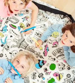 Play&Go x OMY Legetøjstæppe m. Stoftuscher - Ø140 cm - Paris