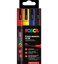 Posca Tuscher - PC-3M - 4 stk. - Rød/Gul/Blå/Sort