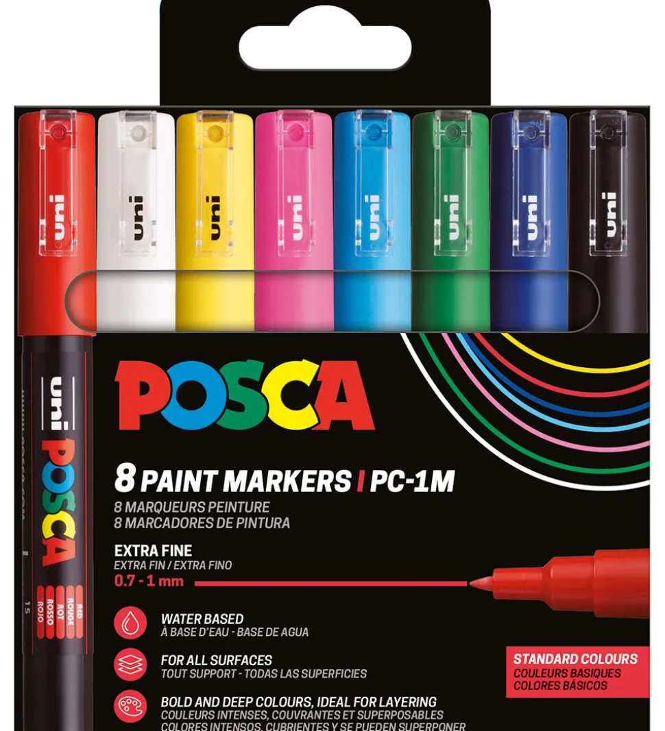 Posca Tuscher - PC-1M - 8 stk. - Multifarvet