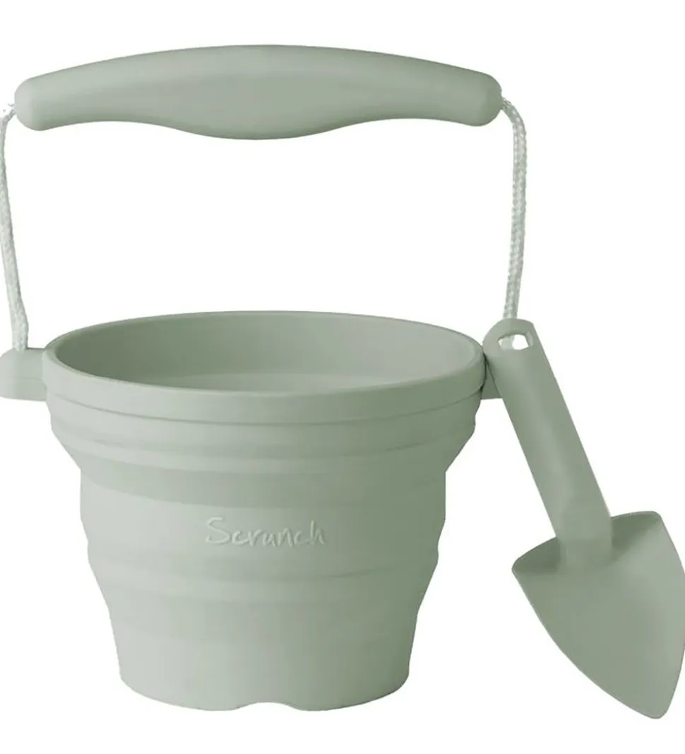 Scrunch Foldbar Spand m. Skovl - 11x9 cm - Sage Green