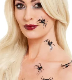 Smiffys Klistermærker - 3D Spider Stickers - 6-pak - Sort