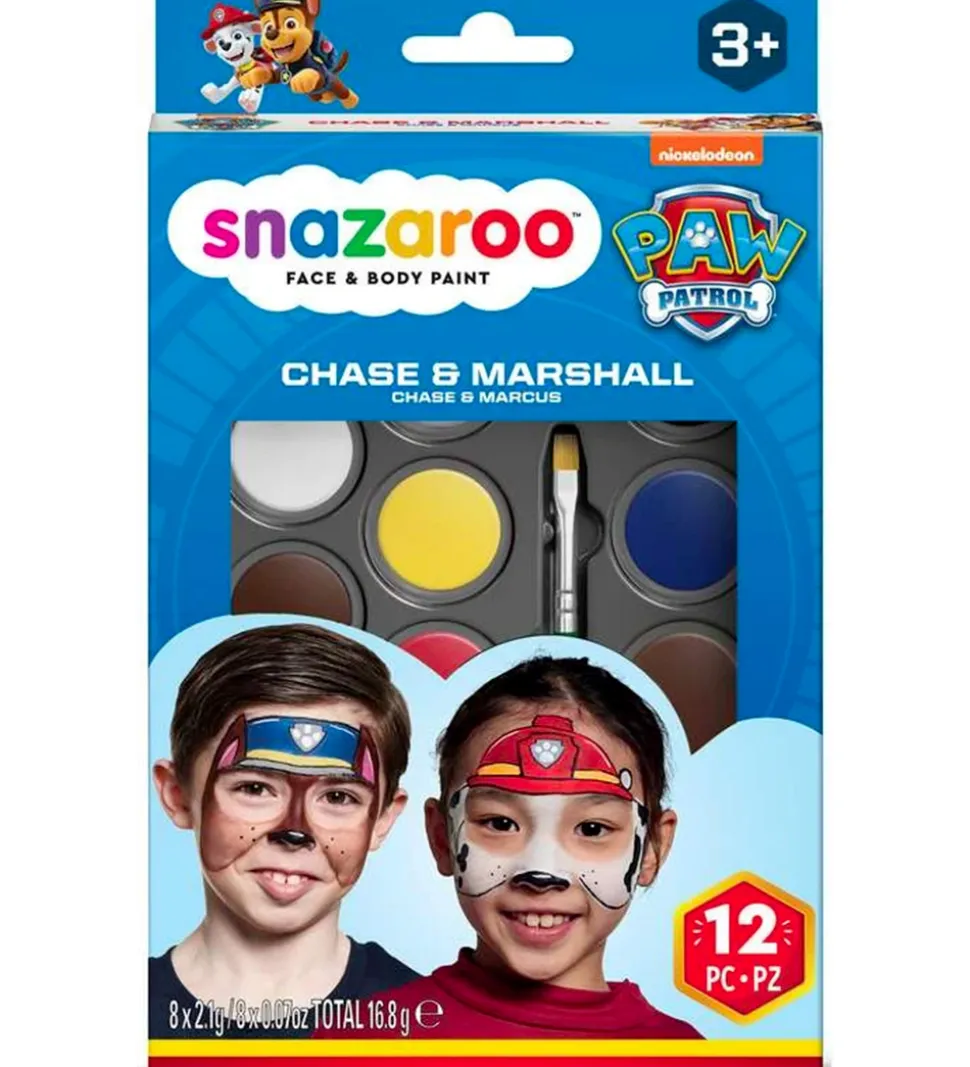 Snazaroo Ansigtsmaling - 8 Farver - Paw Patrol Chase & Marshall