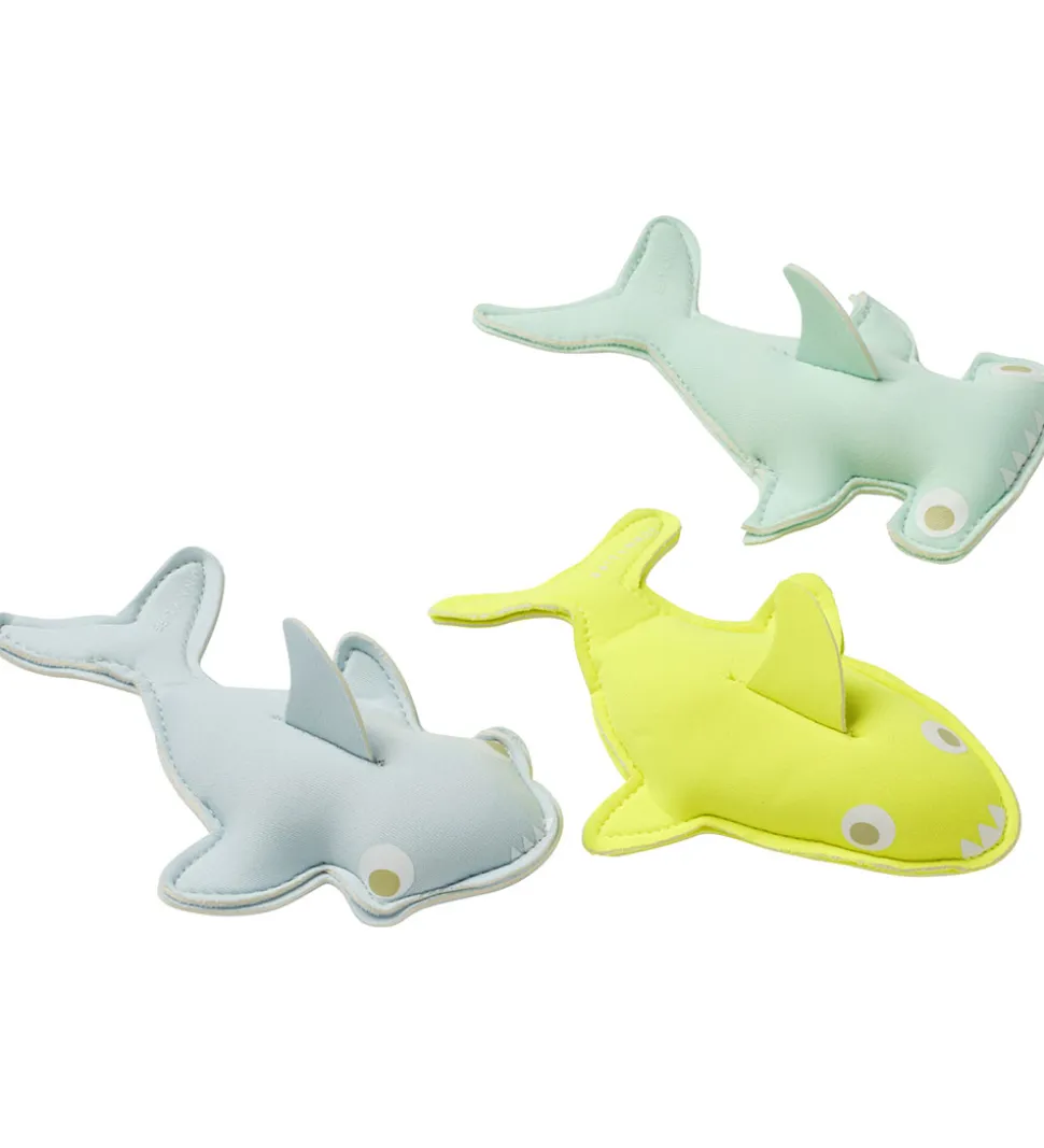 SunnyLife Dykkervægte - 3-pak - Salty The Shark - Aqua Neon Yell