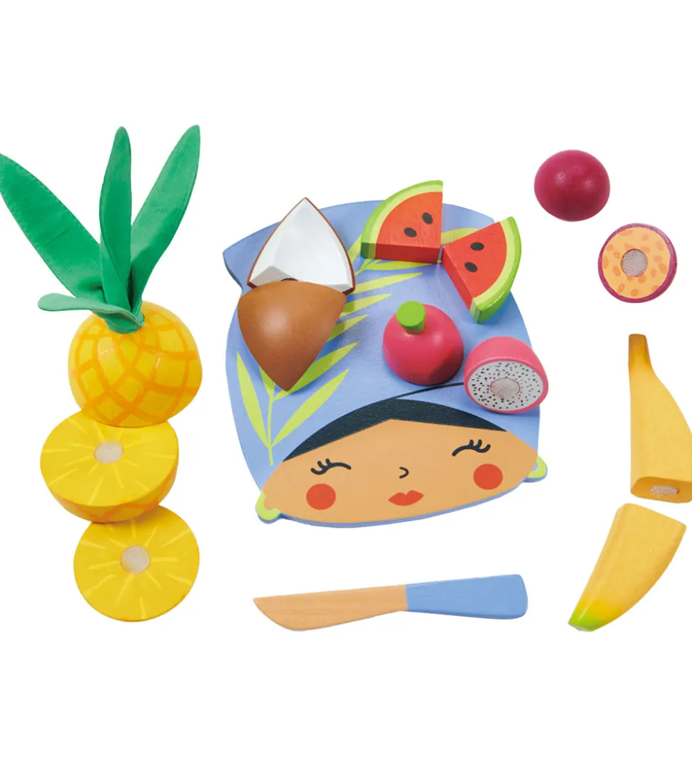 Tender Leaf Trælegetøj - Skærebræt med Tropisk Frugt - 16 Dele