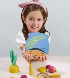 Tender Leaf Trælegetøj - Skærebræt med Tropisk Frugt - 16 Dele