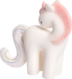 Tikiri Bidelegetøj - Naturgummi - Candyfloss Enhjørning - Hvid