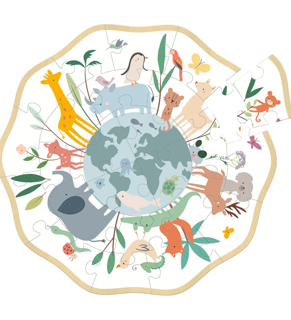 Vilac Træpuslespil - 24 Brikker - Verden